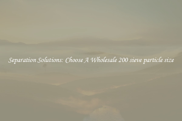 Separation Solutions: Choose A Wholesale 200 sieve particle size
