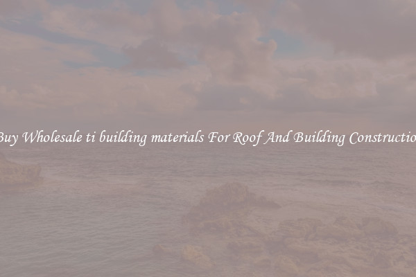 Buy Wholesale ti building materials For Roof And Building Construction